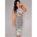 Black White Print Two Pieces Dress