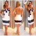 European transparent black lace dress