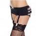 Pin striped shorts with lace ruffles and garter clips